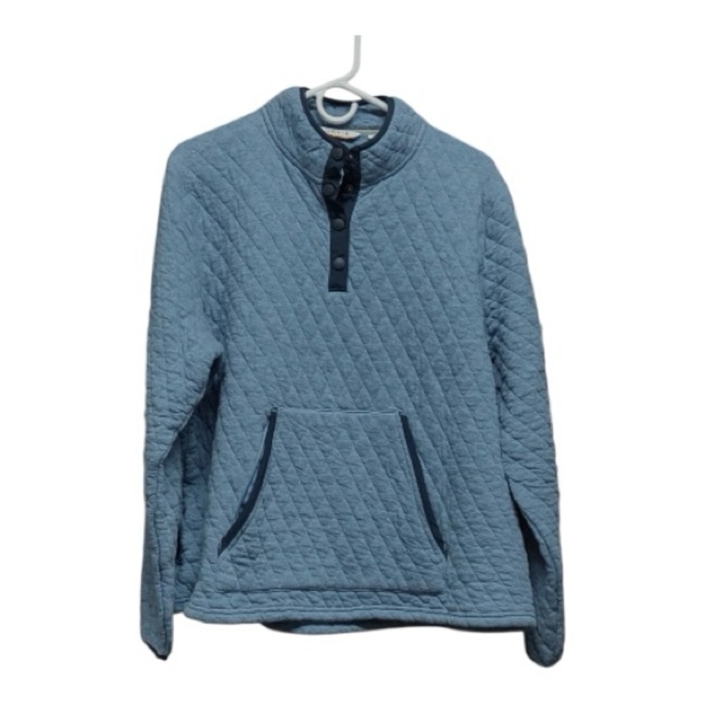 Orvis Trout Bum Quilted 1/4 Snap Pullover Sweatshirt Jacket Blue
Women's Size XL